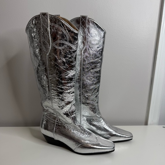 Steve Madden Dollie Western Cowboy Boots Silver NWOT size 7 - Picture 6 of 10